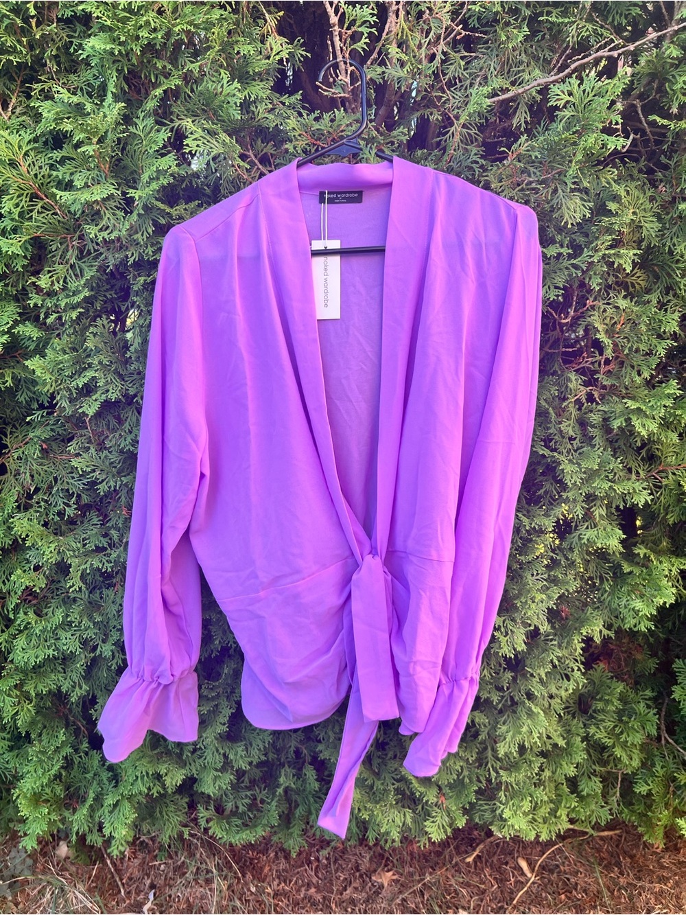 naked wardrobe Lavender Tie-Front Blouse